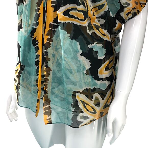 Diane Von Furstenberg DVF Womens Size 8 Merrill Blouse Abstract Silk Fully Lined - Picture 4 of 16